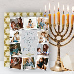 Joy Peace Love & Light Hanukkah 10 Instant Photo H Holiday Card<br><div class="desc">Joy, Peace, Love & Light With Star Of David, 10 Instant Photo Collage Hanukkah Holiday Card. The greeting and background can be changed to any colour of your choice. Designed / original artwork by fat*fa*tin. Easy to personalise with your own text message, name, year, photo, or image. More editing features...</div>