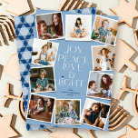 Joy Peace Love & Light Hanukkah 10 Instant Photo Holiday Card<br><div class="desc">Joy, Peace, Love & Light With Star Of David, 10 Instant Photo Collage Hanukkah Holiday Card. The greeting and background can be changed to any colour of your choice. Designed / original artwork by fat*fa*tin. Easy to personalise with your own text message, name, year, photo, or image. More editing features...</div>