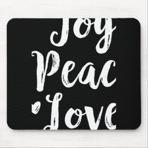 Joy Peace Love Red Brushed Script Womens Holiday T Mouse Pad