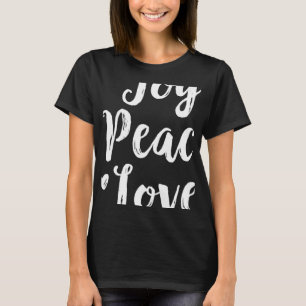 Joy Peace Love Red Brushed Script Womens Holiday T T-Shirt