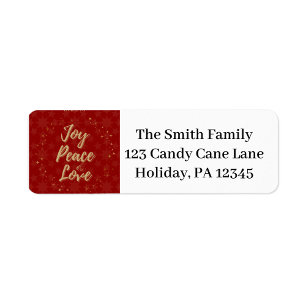 Joy, Peace, Love Red Star Address Labels
