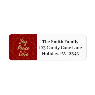 Joy, Peace, Love Red Star Address Labels