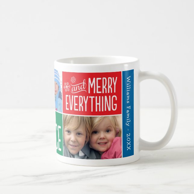 Joy Peace Merry Everything Photo Collage Coffee Mug (Right)