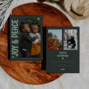 Joy & Peace Minimalist Green Arch Holiday Card