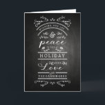 Joy Peace Typography Black and White Holiday Card<br><div class="desc">Wish friends and family "Happy Holidays" with this fun typography inspired design with hand drawn ornaments.  Blank inside,  you can customise to add your message inside.  More colours available in my store. Thanks for looking!</div>