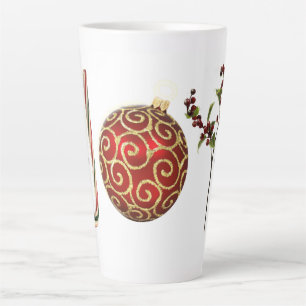 Joy personalised candy cane ornament holly latte mug