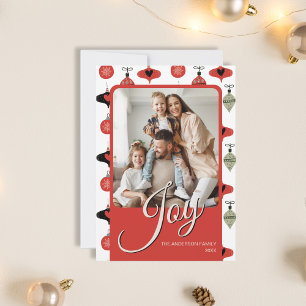 Joy Personalised Family Photo Christmas Red Holiday Card