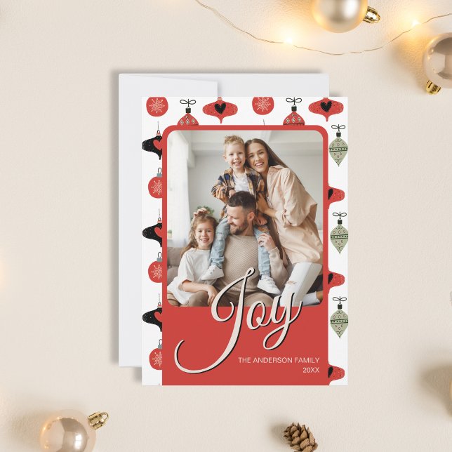 Joy Personalised Family Photo Christmas Red Holiday Card (Joy Personalized Family Photo Christmas Red Holiday Card)