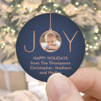 JOY Photo Navy Blue Copper Elegant Modern Holiday