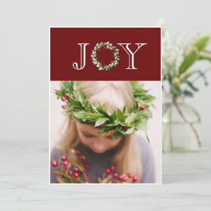 Joy Photo Red Christmas Personalised Holiday Card