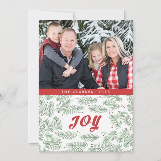 Joy Pine Bows | 2015 Holiday Photo Card (Front)