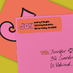 Joy Pink and Orange Return Address Return Address Label<br><div class="desc">These custom return address labels have a retro style with a fun pink and orange colour scheme and the festive message JOY spelled out in chunky vintage lettering.</div>