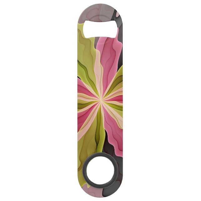 Joy, Pink Green Anthracite Fantasy Flower Fractal (Front)
