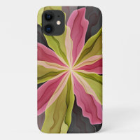 Joy, Pink Green Anthracite Fantasy Flower Fractal