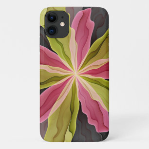 Joy, Pink Green Anthracite Fantasy Flower Fractal iPhone 11 Case