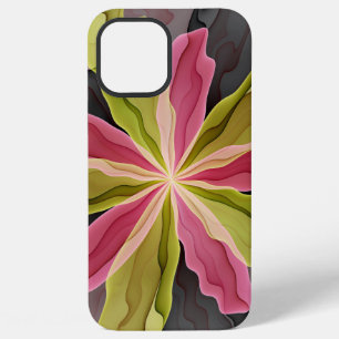 Joy, Pink Green Anthracite Fantasy Flower Fractal iPhone 12 Pro Max Case
