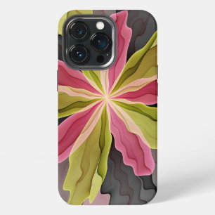 Joy, Pink Green Anthracite Fantasy Flower Fractal iPhone 13 Pro Case
