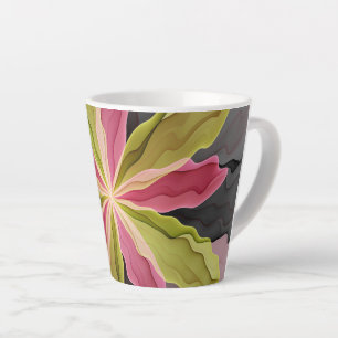 Joy, Pink Green Anthracite Fantasy Flower Fractal Latte Mug