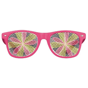 Joy, Pink Green Anthracite Fantasy Flower Fractal Retro Sunglasses