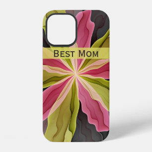Joy, Pink Green Anthracite Flower Fractal Best Mum iPhone 12 Case
