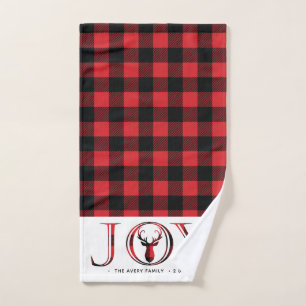 Joy Plaid Personalised Christmas Hand Towel