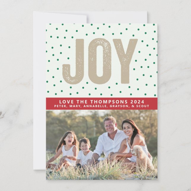 Joy Polka Dot Holiday Card (Front)