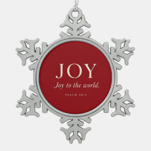 JOY   Psalm 98:4   Christmas Gift Snowflake Pewter Christmas Ornament