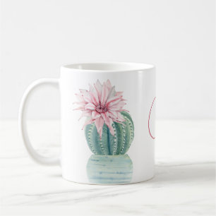 Joy Quote Green Cacti Pink Succulent Flower Coffee Mug