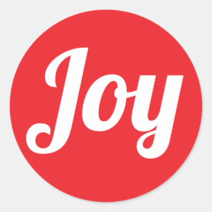 Joy Red Brushed Script Simple Modern holidays  Classic Round Sticker