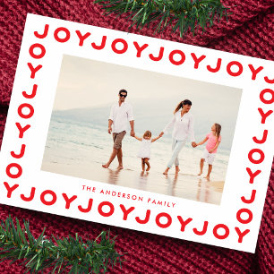 Joy Red Christmas Photo Frame Holiday Card
