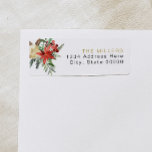 JOY Red Poinsettia Christmas Floral Return Address Return Address Label<br><div class="desc">The JOY Christmas Collection features red watercolor poinsettias,  pine sprigs and faux gold foil splatters. This collection is perfect for your holiday decor,  tags,  dinner party,  and more.</div>
