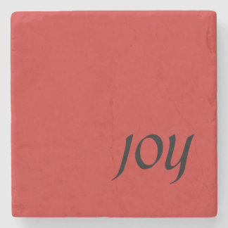 "JOY" Red Square Christmas Marble Stone Coaster