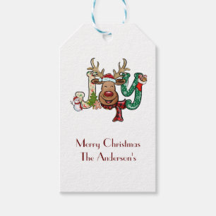 Joy Reindeer Fun Christmas Holiday  Gift Tags