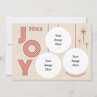 JOY Religious Christmas Ornament Multi Photo Holiday Card