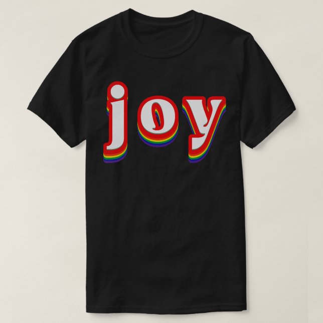 Joy Retro Rainbow Typography T-Shirt (Design Front)