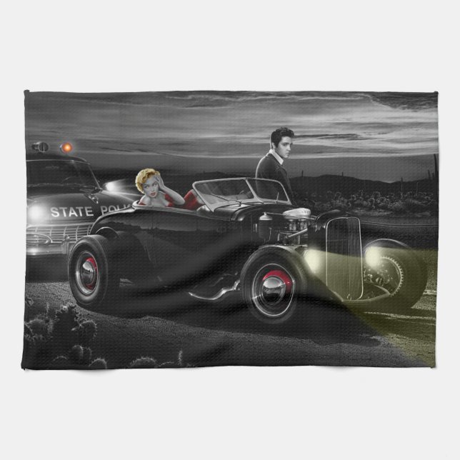 Joy Ride B&W 2 Tea Towel (Horizontal)