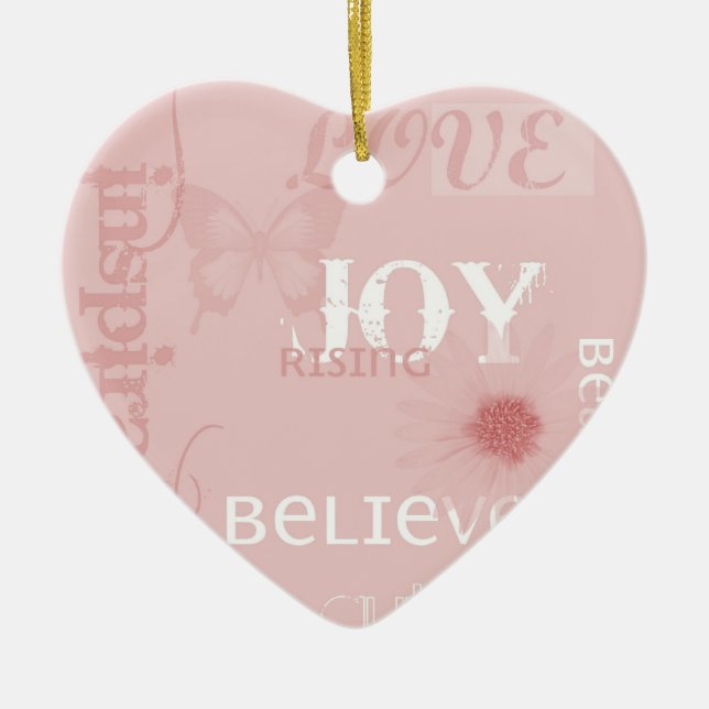 Joy Rising Pink Ceramic Ornament (Front)