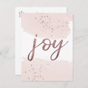 Joy Rose Gold Christmas Holiday Postcard