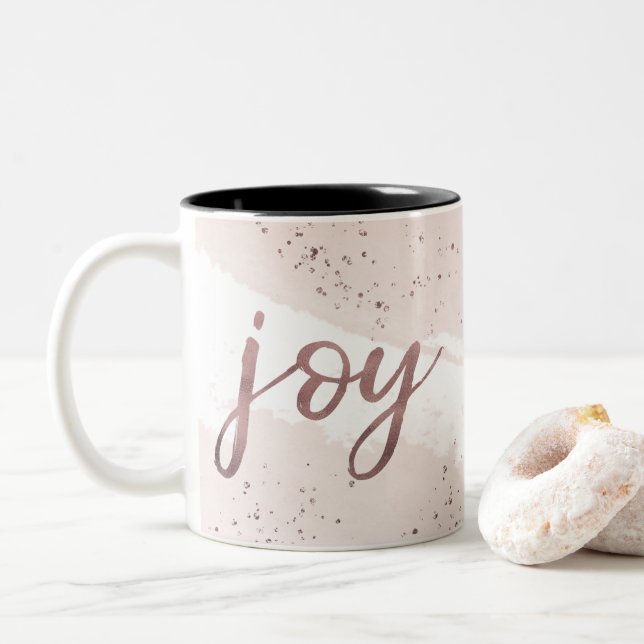 Joy | Rose Gold Christmas Two-Tone Coffee Mug (With Donut)