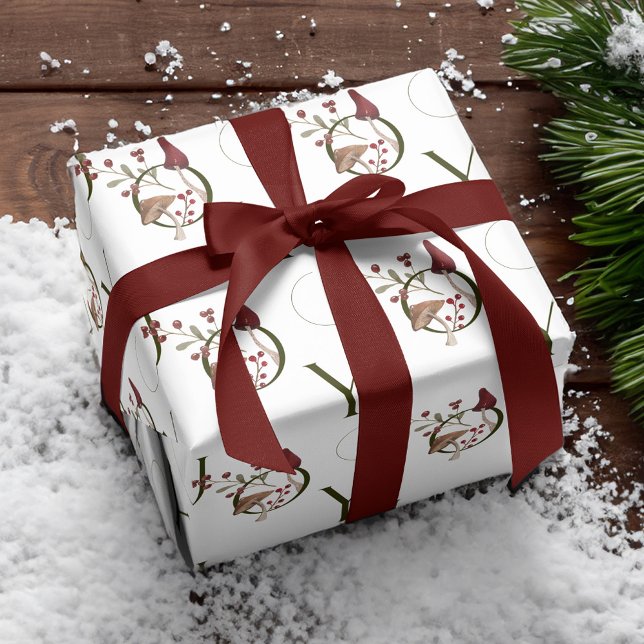 Joy Rustic Woodsy Watercolor Mushroom Christmas Wrapping Paper (Joy Rustic Woodsy Watercolor Mushroom Christmas Wrapping Paper)