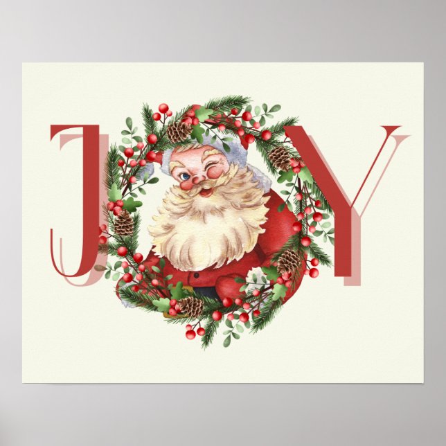 JOY Santa Christmas Wall Art Decor Poster (Front)