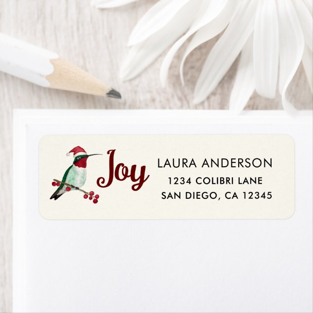 Joy Santa Hummingbird Label Return Address Label (Insitu)