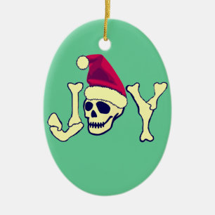 Joy - Santa SKull Ceramic Tree Decoration