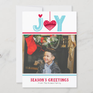 Joy Scandinavian Heart Christmas Holiday Card