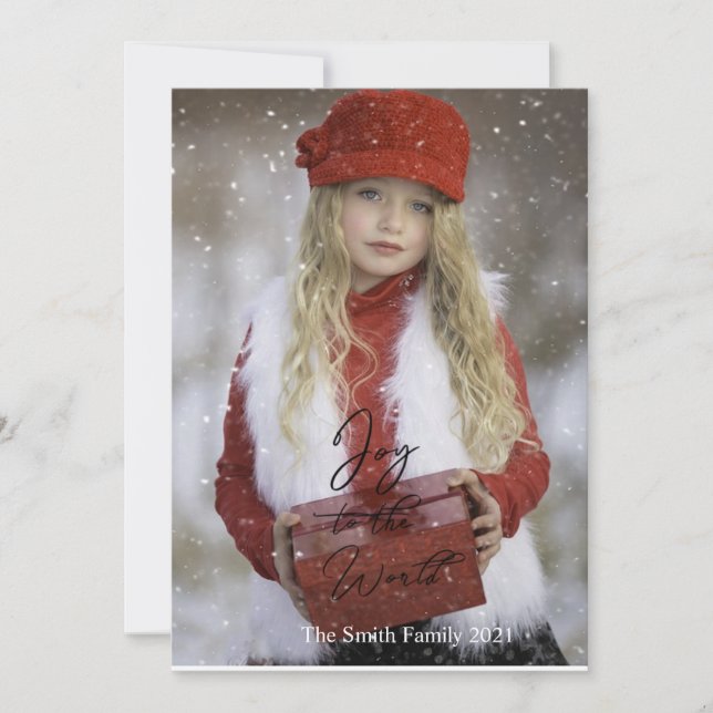 Joy Script Christmas Holiday Card (Front)