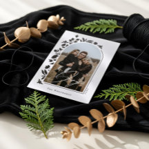 Joy Script Elegant Floral Arch Photo Christmas