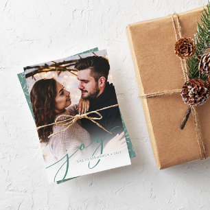 Joy Script Elegant Vertical Christmas Holiday Card