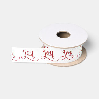 Joy Script Red Satin Ribbon