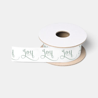 Joy Script Sage Satin Ribbon