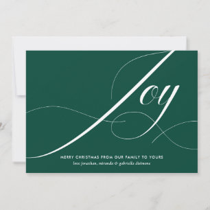 Joy Script Teal Green Christmas Holiday Card